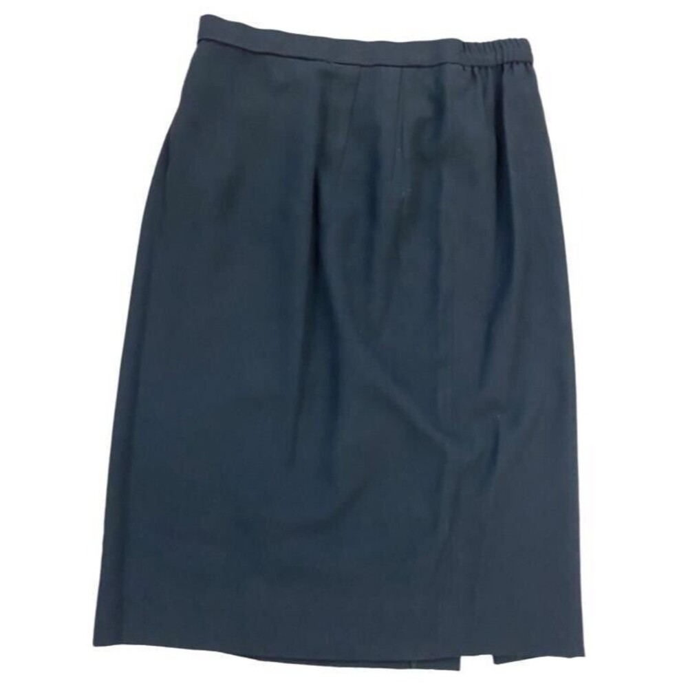 Vintage Womens Skirt Black Triacetate Poly Pencil Midi SZ 10 Made in Hong Kong